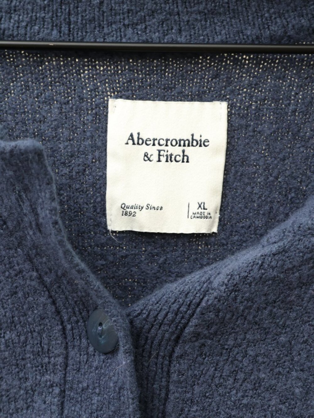 Abercrombie & Fitch Long‎ Sleeve Henley Jumper in Navy XL - Picture 4 of 4